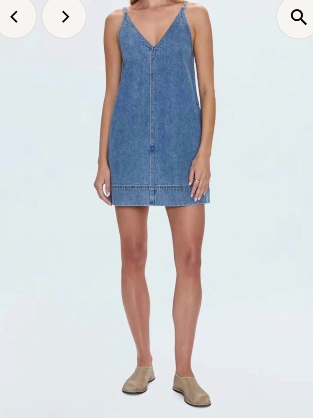 Pistola Tavi Denim Minidress in Palms Denim- M- Medium Wash- Pockets- LIKE NEW